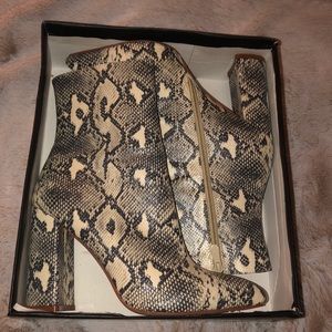 Faux Snakeskin Heeled Boots
